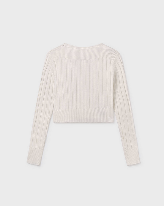 7313 Teen/Tween Girls L/S Ribbed Knit Canale Sweater - Natural White vertical rib