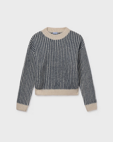 7315 Teen/Tween Girls Knit Vertical Stripe Sweater - Petroleum