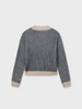 7315 Teen/Tween Girls Knit Vertical Stripe Sweater - Petroleum grey blue stripe