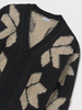 7318 Teen/Tween Girls Knit Jacquard Cardigan - Black and Tan Abstract Flower bold print sweater