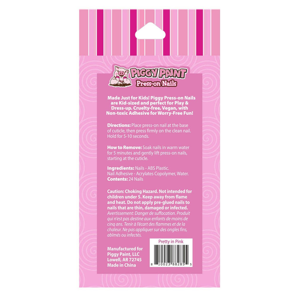 Piggy Paint Non-Toxic Kids Press On Nails - Pretty in Pink