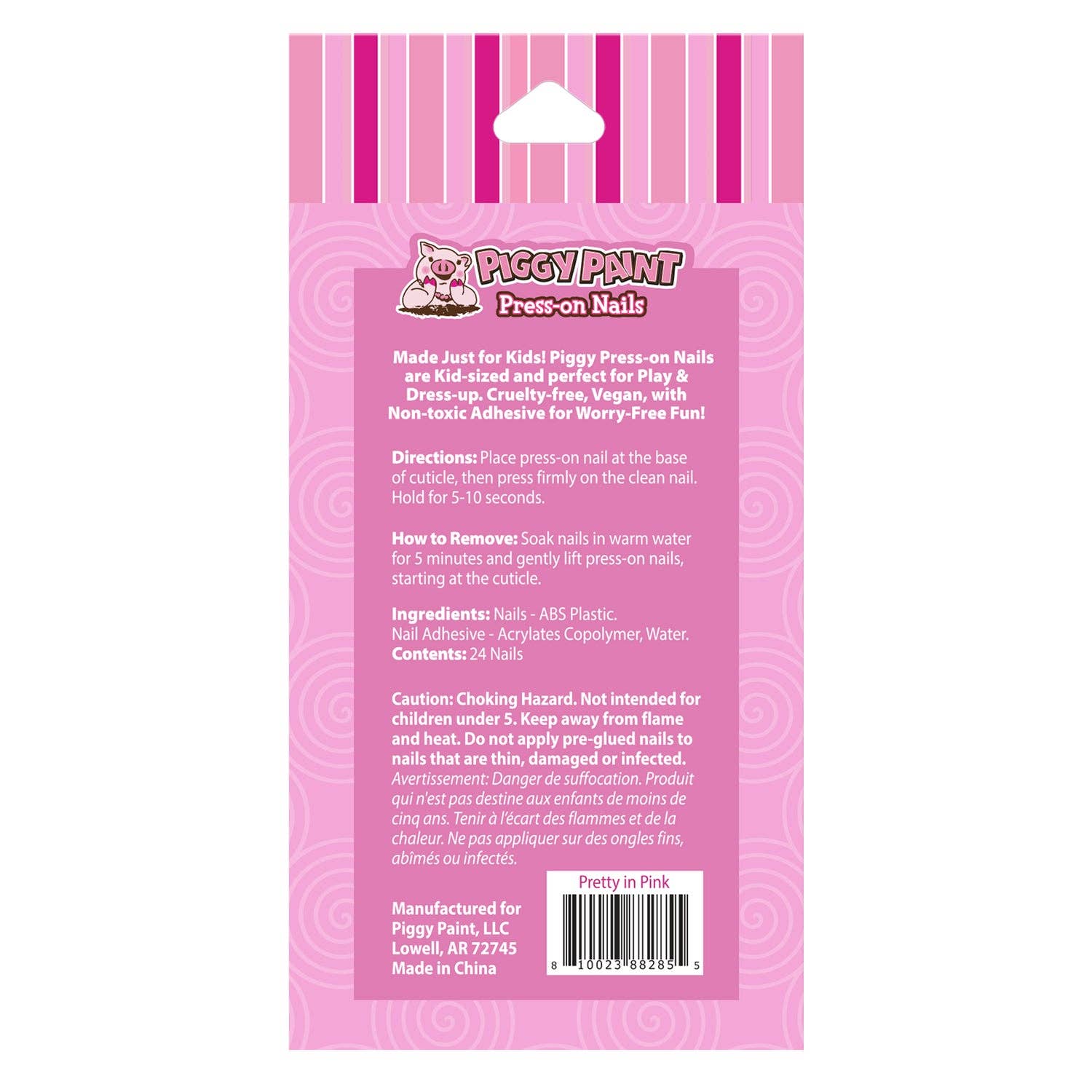 Piggy Paint Non-Toxic Kids Press On Nails - Pretty in Pink
