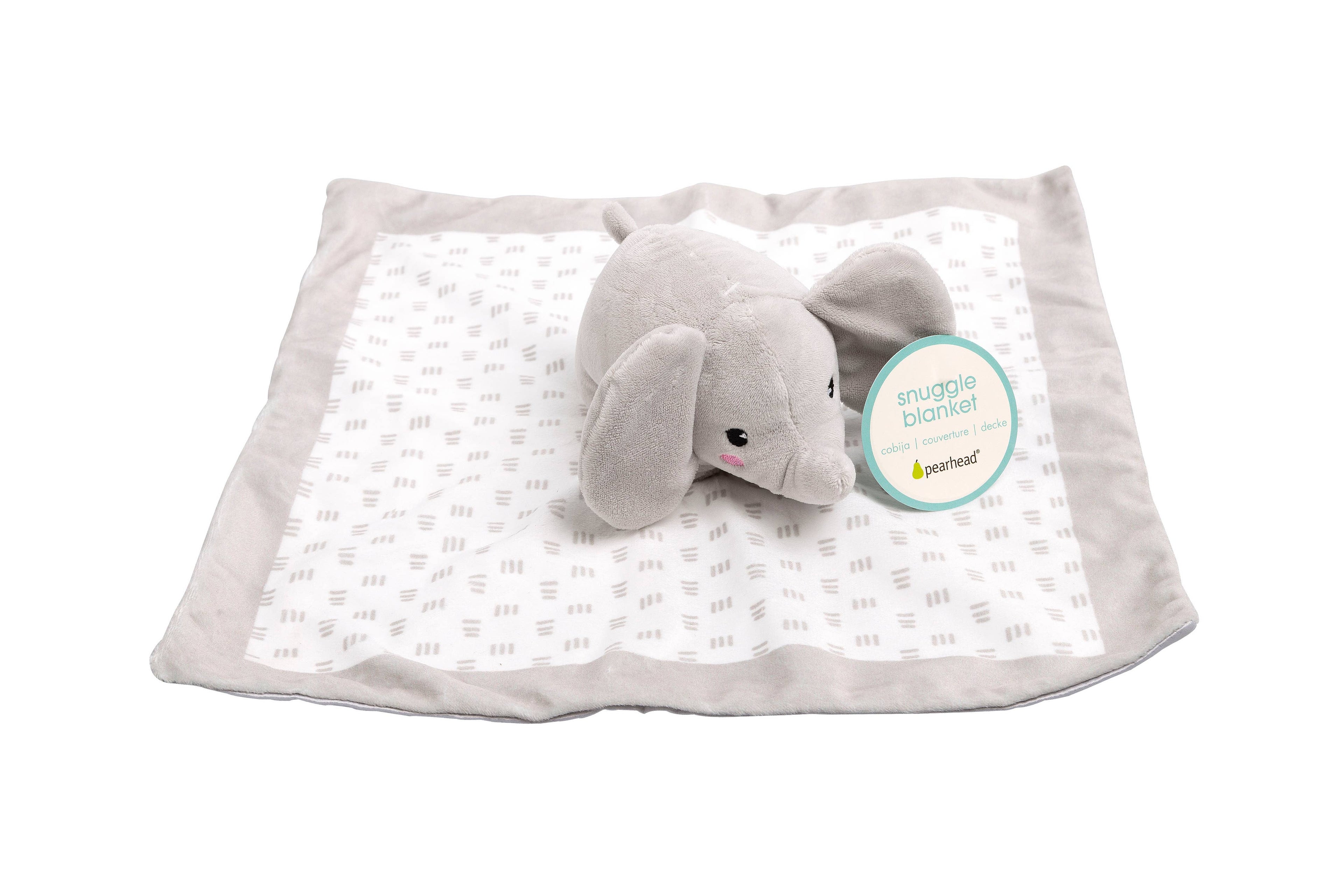 Plush Animal Lovey Blankie, 12"x12", Minky Elephant, Grey