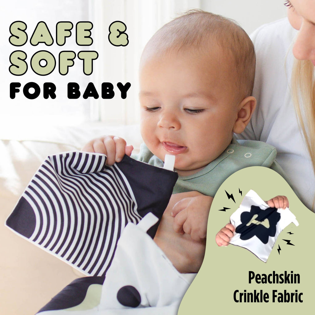 High Contrast 3-in-1 Multifunctional Baby Tissue Box Toy w/ Mirror