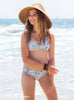Tween/Teen Reversible Eco-friendly Sustainable Swim Bralette Top - Santorini Blue Tile/Mediterranean Blue