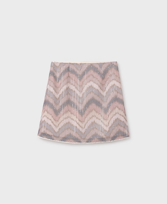 Mayoral girls blush nude pink sequined skirt, front view