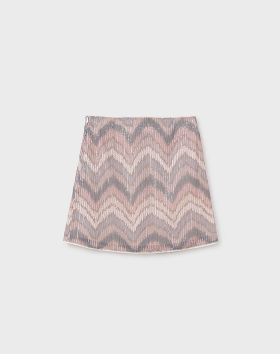 Mayoral girls blush nude pink sequined skirt, back view