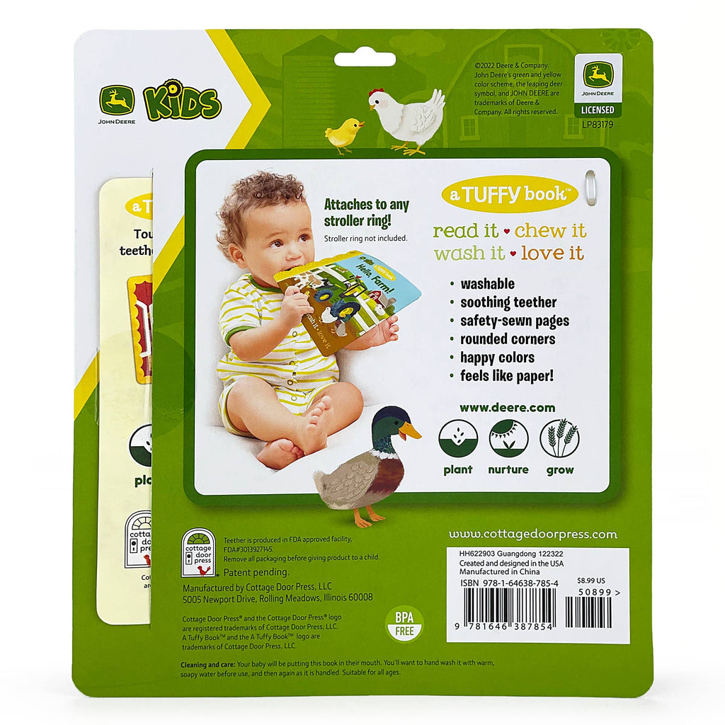 Teething Book - Tuffy Teether Indestructible Book: John Deere Kids Hello, Farm!