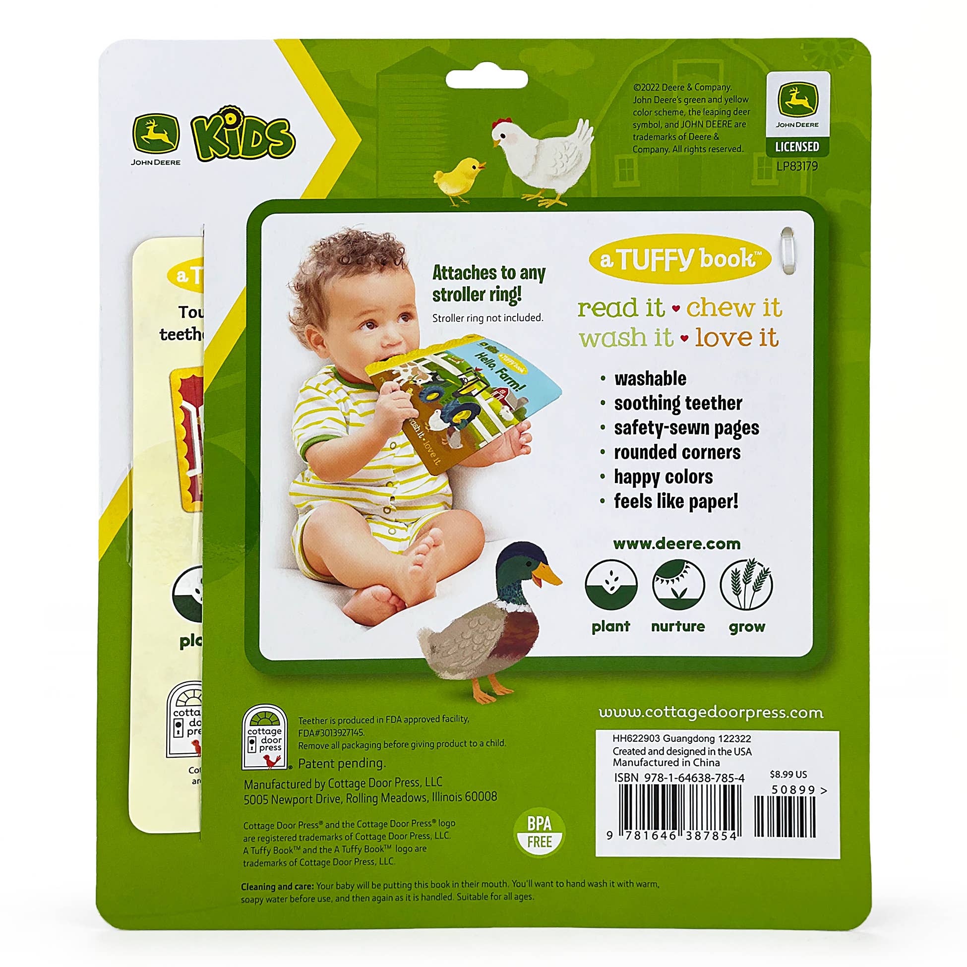 Teething Book - Tuffy Teether Indestructible Book: John Deere Kids Hello, Farm!
