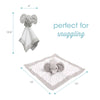 Plush Animal Lovey Blankie, 12"x12", Minky Elephant, Grey