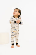 Bamboo 2PC L/S Kids PJs - Vintage Race Cars, B/W