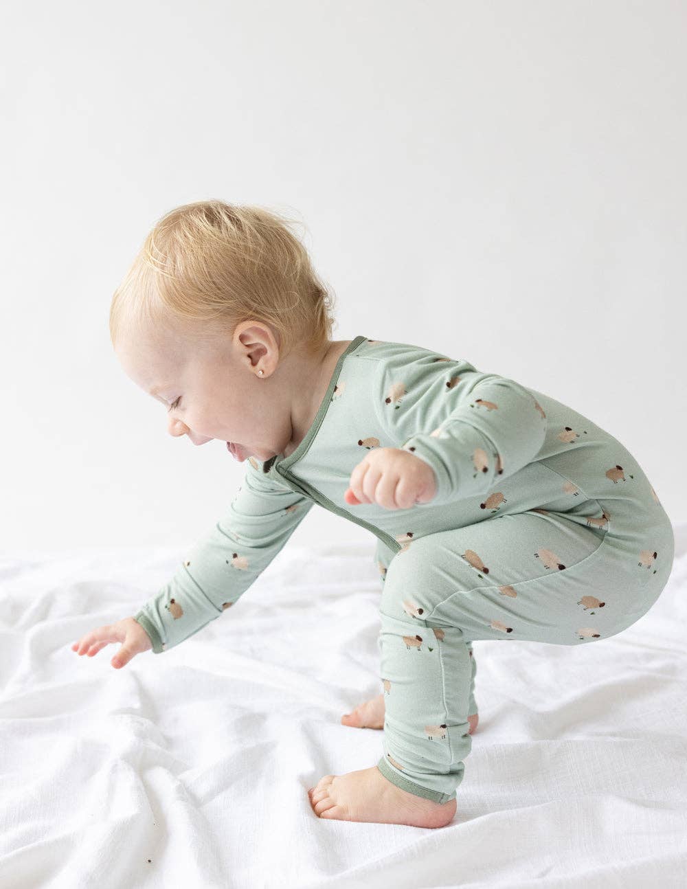 Elevated Bamboo L/S Convertible Onepiece - Sage Green Lamb