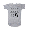 Barefoot S/S Snap Bodysuit, UNISEX, Heather Grey, Woodland Animal Footprints