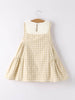 Sleeveless Embroidered Bunny Bib Flare Dress - Natural Gingham