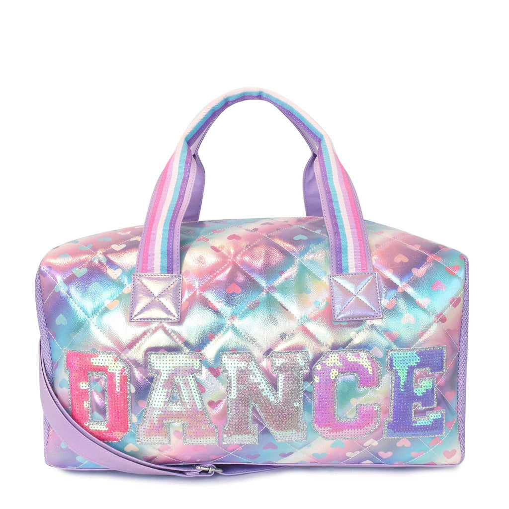 IScream 'Dance' Ombre Hearts Metallic Quilted Large Duffle Bag