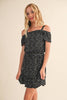 Tween and Teen Girls 2PC Off-Shoulder Top and Ruffled Skirt Set - Black Mini Floral