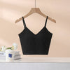 Women's/ Teens Essential Built-In Bra Criss Cross Tank Top - Black