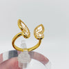 Golden Rhinestone Butterfly Adjustable Ring: Gold Copper
