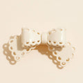 Scalloped Lace Bow Hair Clip: Ivory