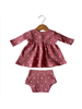 SpearmintLOVE Organic Cotton Waffle Simple Dress & Bloomer Set, Mauve Heart