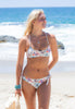 Tween/Teen Reversible Eco-friendly, Sustainable Swim Bralette Top - Malia Natural Tropical Flowers/Orchid Pink