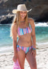 Tween/Teen Reversible Eco-friendly, Sustainable Reversible Swim Top - Sorrento Pink and Blue Stripe