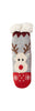 Kids Christmas Fuzzy Winter Socks, Reindeer Neutral Grey