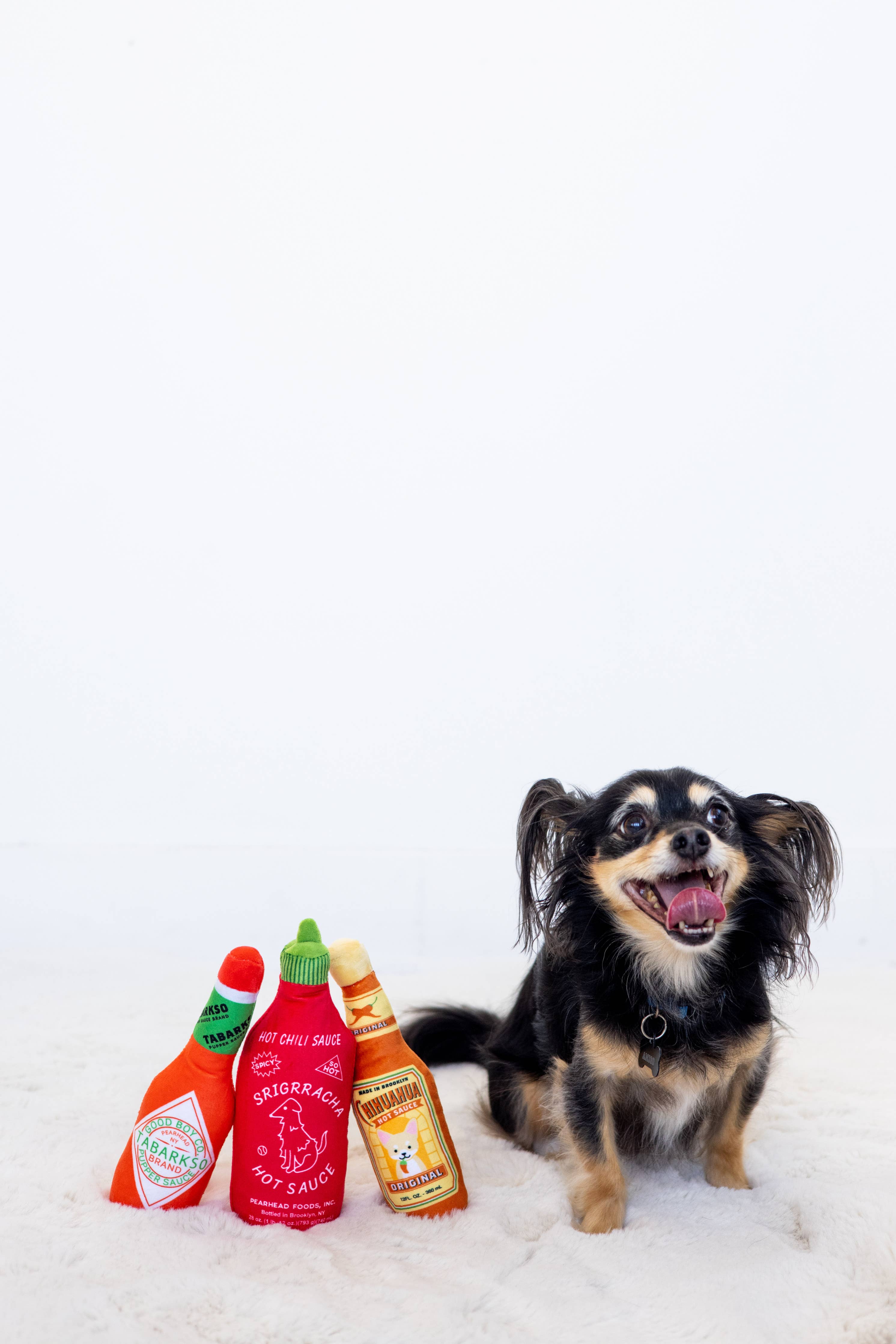 Dog Chew Toy 3PC Plush Squeaker Set - Hot Pupper Sauce