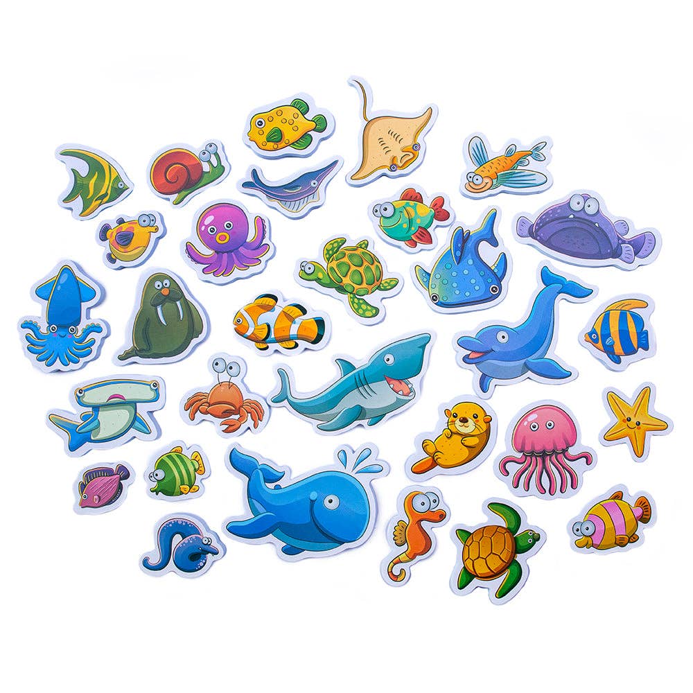 FiZZLeS Foam Bath Toy w/Mesh Drying Bag Set, 30pcs, Marine, 3Y+