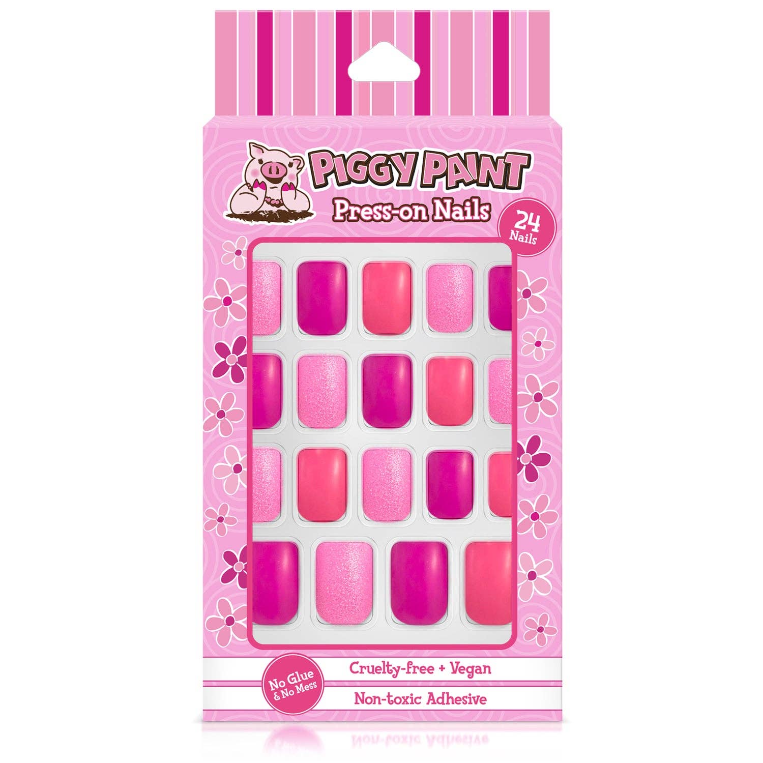 Piggy Paint Non-Toxic Kids Press On Nails - Pretty in Pink