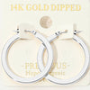 14K Gold Dipped Hypoallergenic Flat Pin Catch 1.25" DIA Hoop Earrings: Rhodium Silver