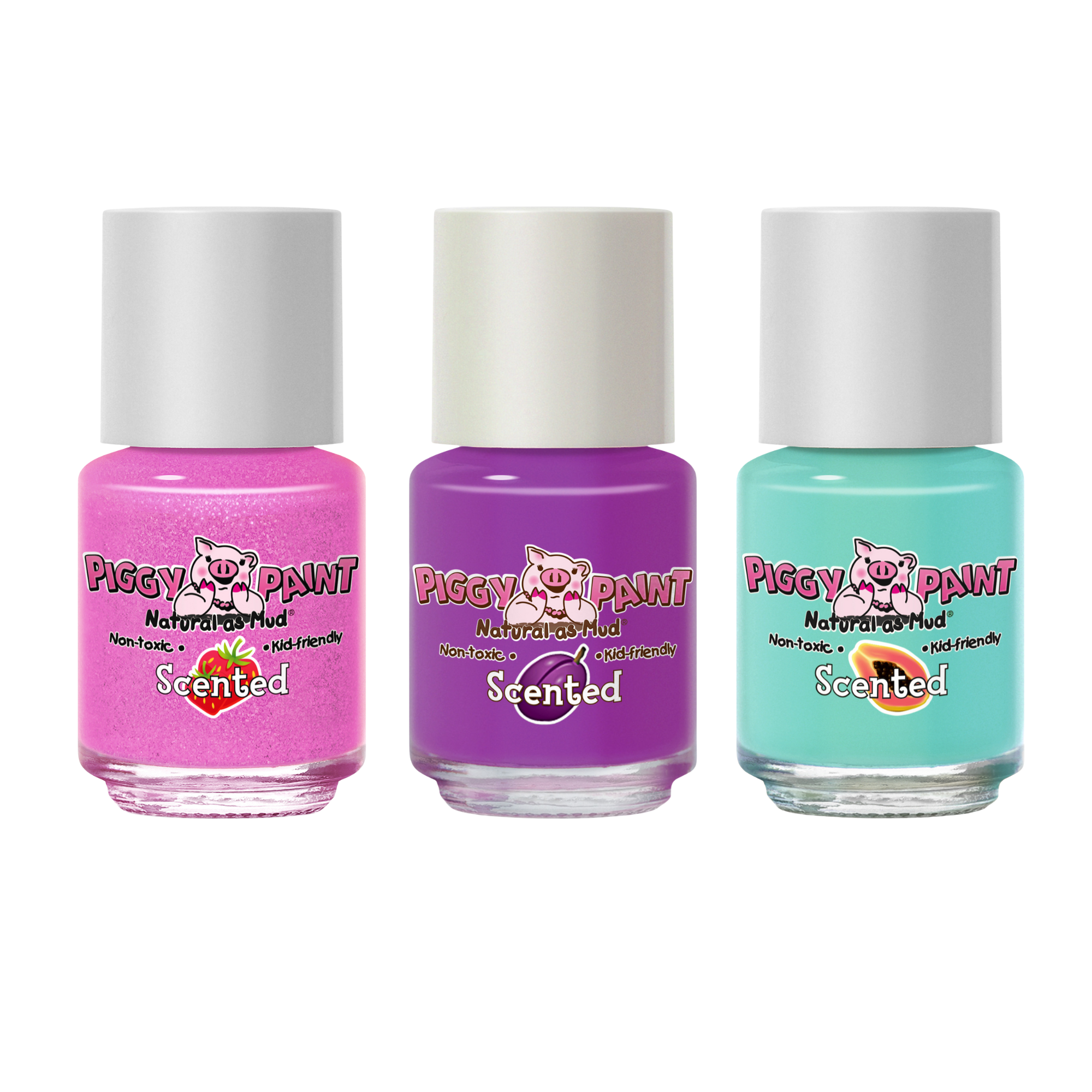 Piggy Paint Non-Toxic Kid-Safe Scented Nail Polish Set with Nail Stickers - Sweetie Pie