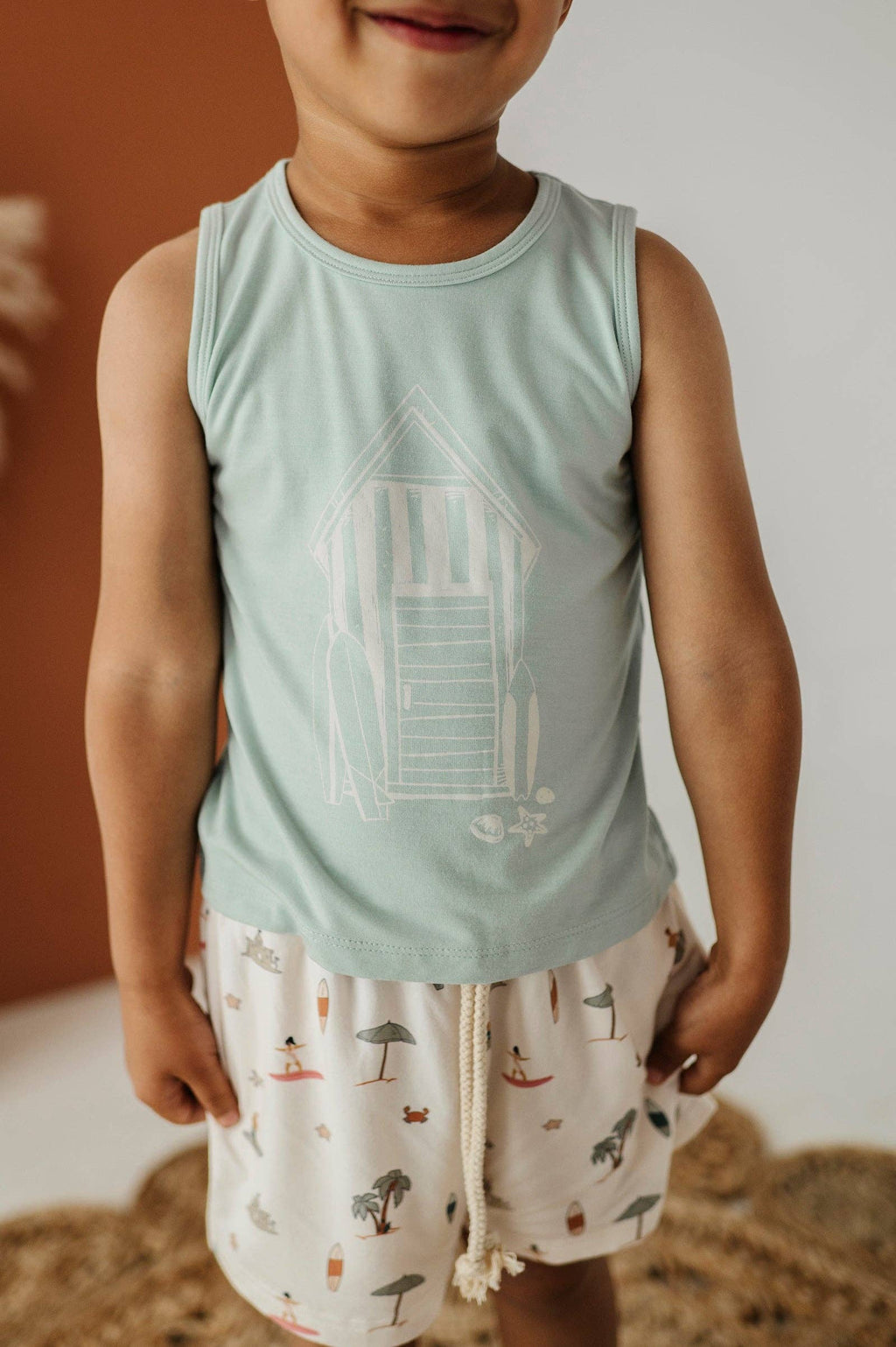 Toddler and Mini Boy's Bamboo Tank Top, Beach Shack Sky Blue