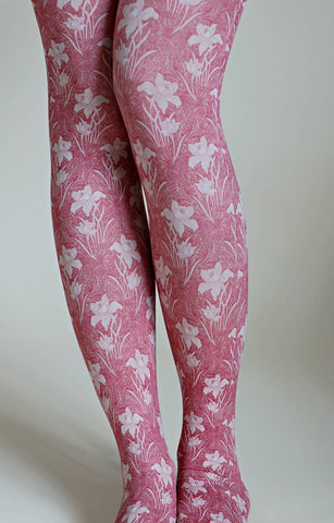 William Morris Japanese Crafted Tapestry Art Tights - Rose Tulip Print