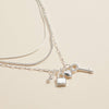 Layered Necklace with Lock, Key & Heart Charms: Gold / One / 4SN11049