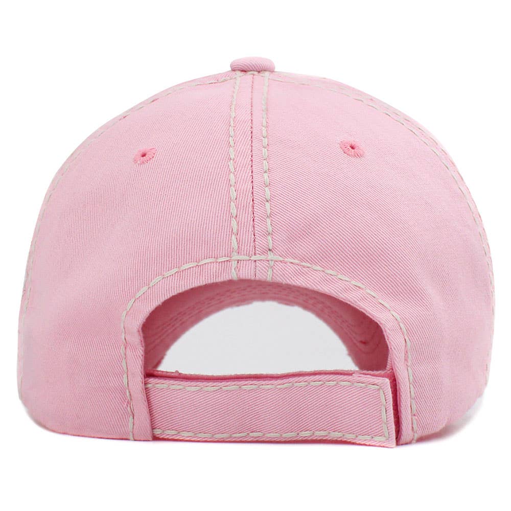 Pickleball Vintage Style Baseball Cap, Double Paddle Embroidered: Studded Pink, Maroon
