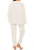 Adult Women's Plush Cable Fuzzy Sherpa Fleece PJ Set: Ivory