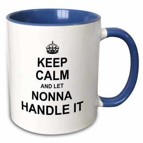 Ceramic Humor Mugs - 11oz Two-Tone Blue Mug Keep Calm and let Nonna Handle it