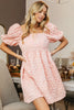 BiBi Flower Square Neck Puff Sleeve Dress Blush Pink