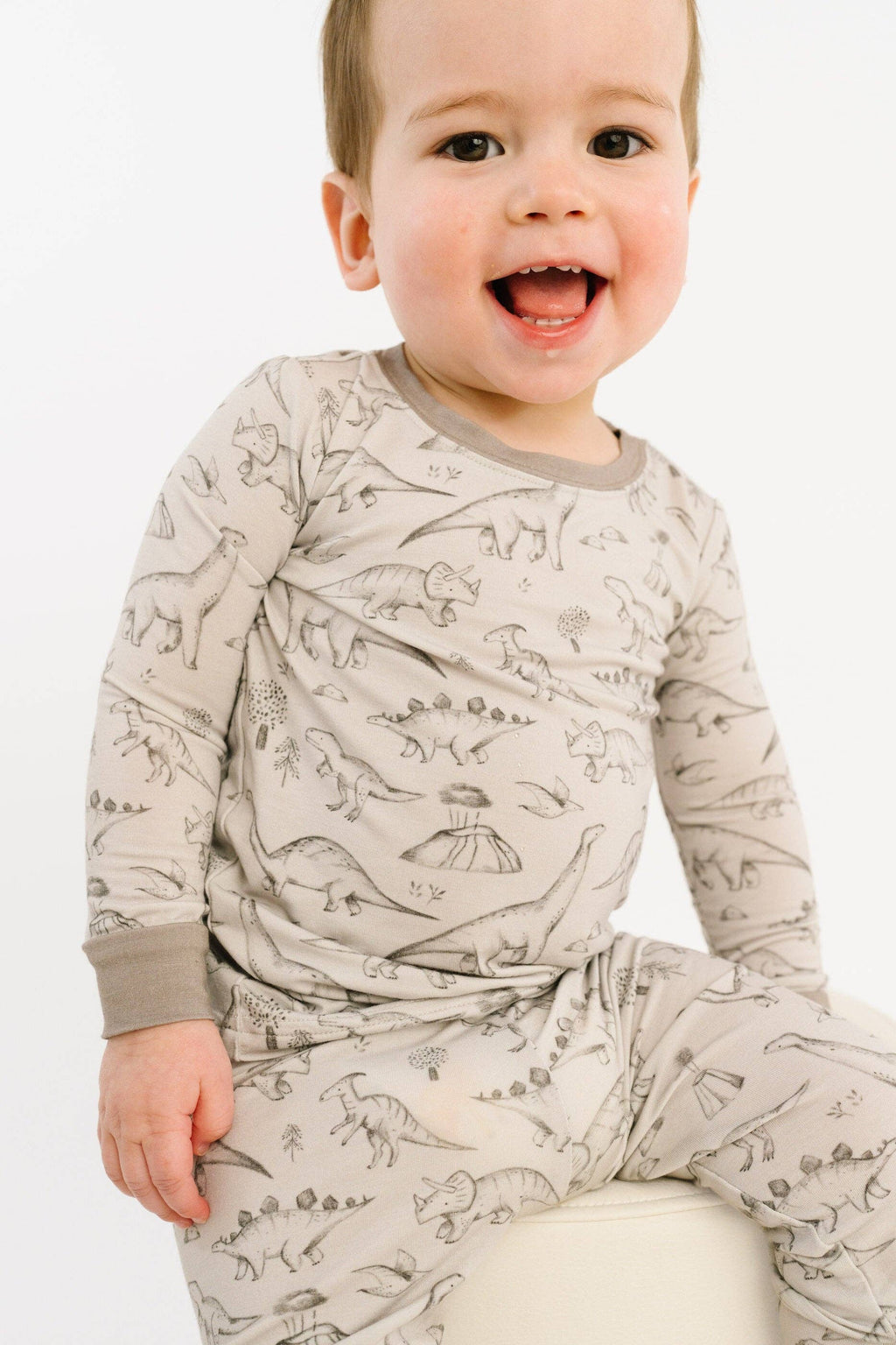 Bamboo 2PC L/S Kids PJs - Dino Doodles Grey