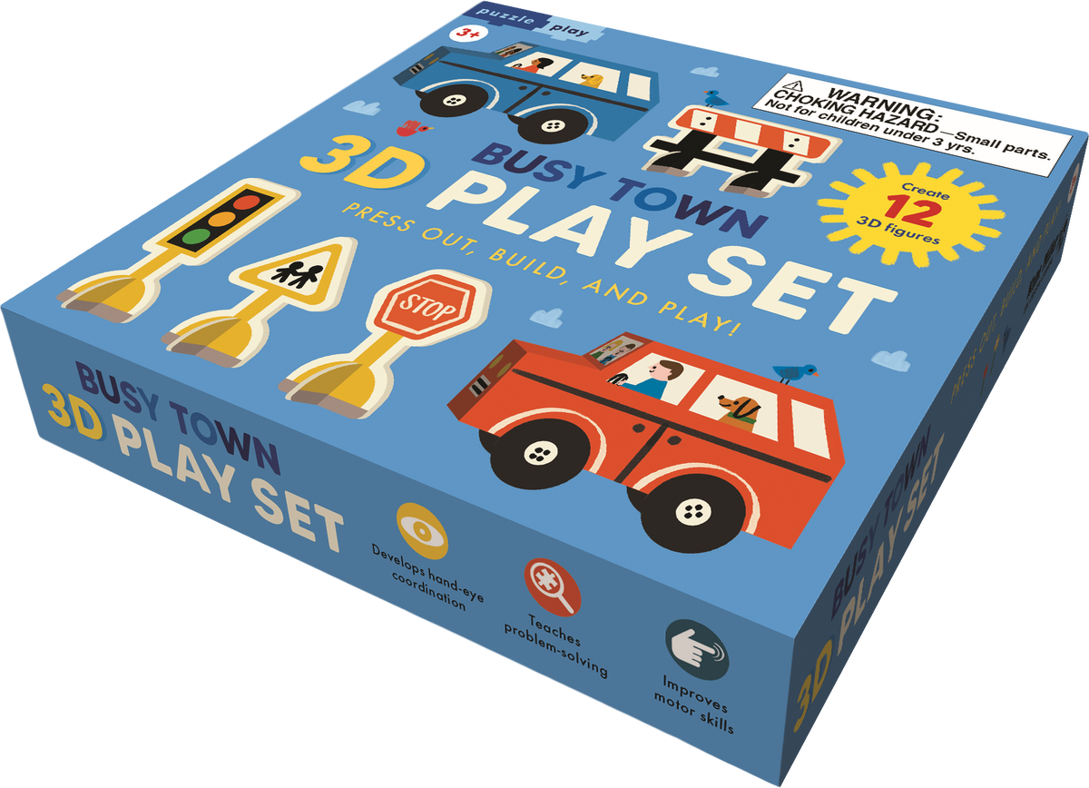 Busy Town 3D Play Set box, angled view