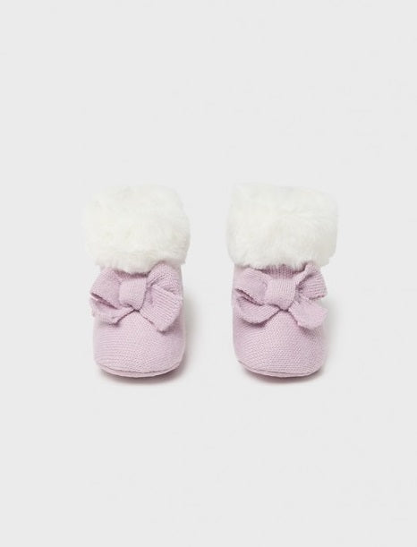 9686 Mayoral Faux Fur Lined Knit Booties - Violet Mauve