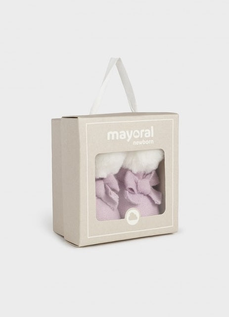 9686 Mayoral Faux Fur Lined Knit Booties - Violet Mauve