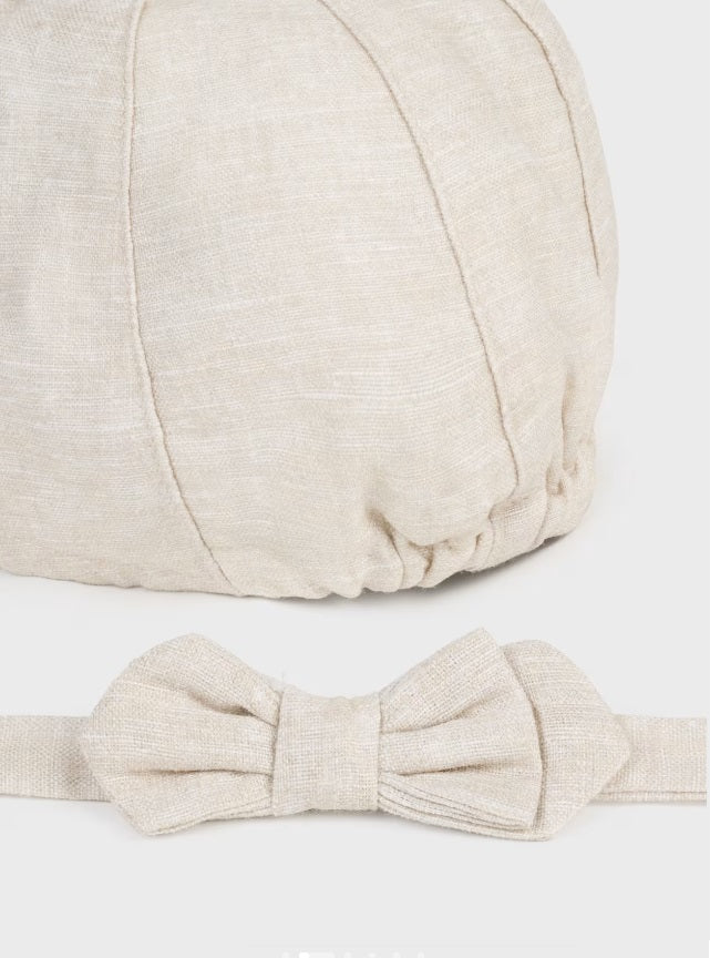 9719 Baby Paperboy Hat &amp; Bow Tie Set, Linen