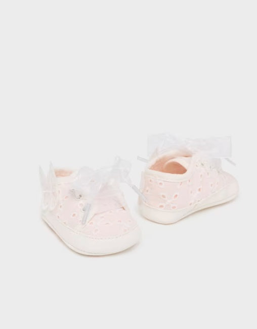Mayoral baby girl openwork eyelet lace 3d butterfly soft soled sneakers, lt pink, view 4