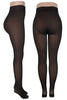 Faux Fur Lined Footed Tights - Black/Nude