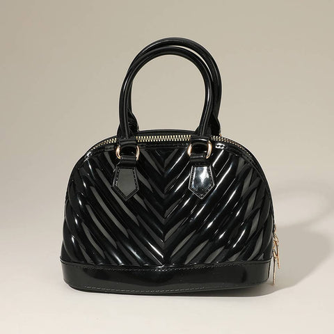Mini Jelly Chevron Tote Hand Bag: Classic Black