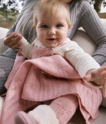 Mayoral baby girl heirloom knit blanket, orchid pink, view 4