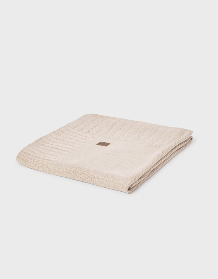 Mayoral baby heirloom knit blanket, neutral sand dune, front view