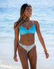 Tween/Teen Reversible Eco-friendly Sustainable Swim Bottom - Santorini Blue Tile/Mediterranean Blue, Full Coverage